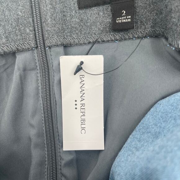 BANANA REPUBLIC Skirt Size 2 Flannel Faux Wrap Light Gray NWT A-Line Mini Preppy - Picture 7 of 16